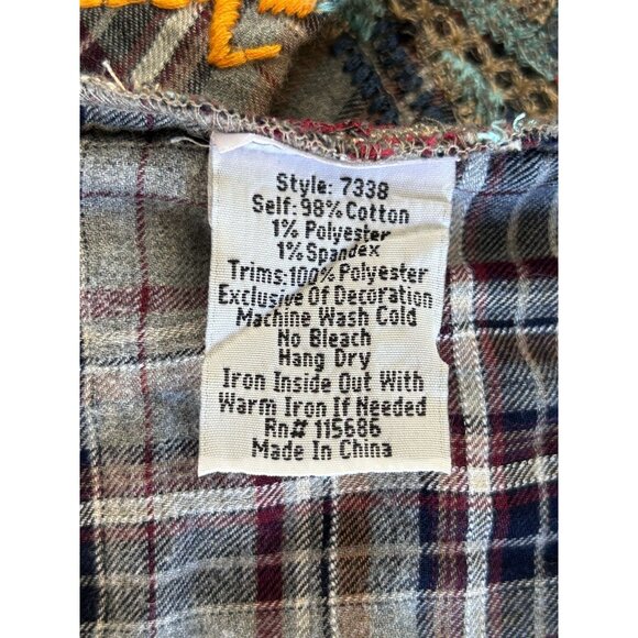 Johnny Was Multicolor Plaid Flannel Floral Long Sleeve Snap Front Tunic - Sz M - Picture 6 of 6